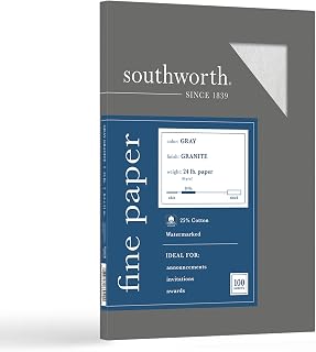 Southworth Granite Specialty Paper, 8 1/2" x 11", 24 Lb, 75% Recycled, Gray, Pack Of 100 Sheets