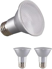 Satco 6.5W PAR20 LED Light Bulb 3500K Neutral White 520 Lumens 25 Degree Beam E26 Medium Base 90 CRI Dimmable Wet Rated Enclosed Fixture Rated 120V S29402 (2 Pack)
