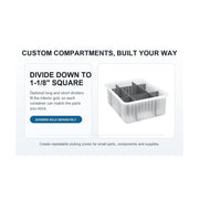 Dividable Grid Storage Container by QUANTUM STORAGE SYSTEMS – 17L x 11W x 4H, 628.0 cubic_inches, Plastic, Red, Pack of 12