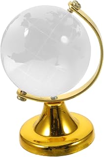 Glass Globe with Stand, Golden Desktop Decoration Educational | Transparent Design, Home or Store Display, World Map Style, Includes Stand