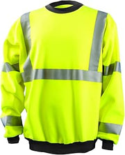 OccuNomix LUX-CSWTX-Y5X X-Back Crew Neck Sweatshirt, Elastic Cuffs & Waistband, Class 3, 100% ANSI Polyester Fleece (9oz), 5X-Large, Yellow (High Visibility)