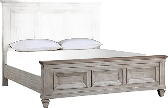 Starlight Canyon Home Solid Wood King Platform Bed with Headboard, Wooden King Bed Frame with Headboard for Bedroom