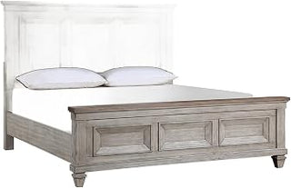 Starlight Canyon Home Solid Wood King Platform Bed with Headboard, Wooden King Bed Frame with Headboard for Bedroom