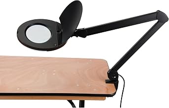 Global Industrial LED Magnifying Lamp with Covered Metal Arm, 8 Diopter, Black