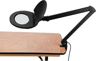Global Industrial 5 Diopter LED Magnifying Lamp with Covered Metal Arm, Black