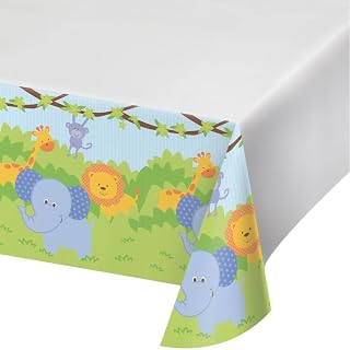 Creative Converting Celebrations Plastic Table Cover, 48 by 88", Forest Friends, Green/Blue
