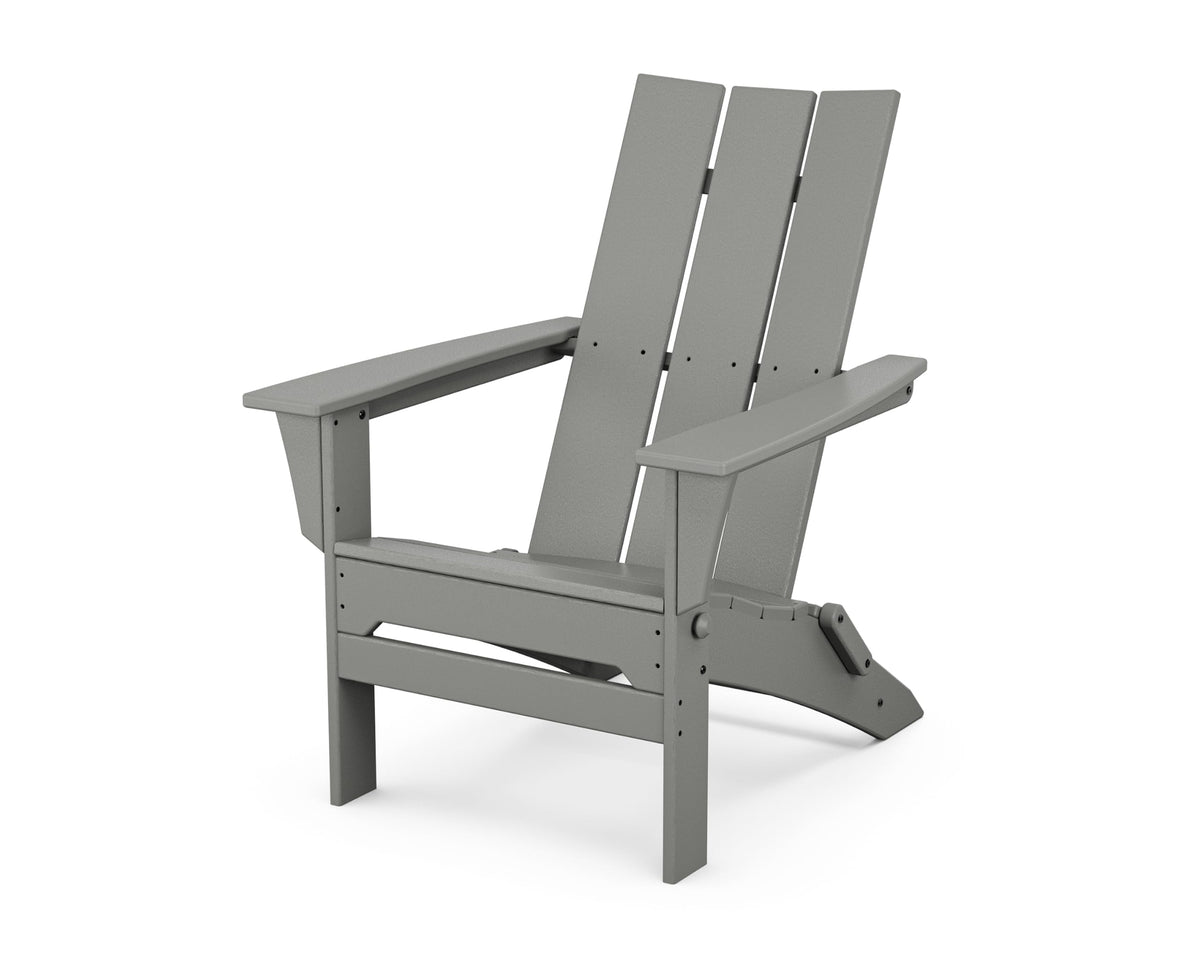 Modern Folding Adirondack Chair by Polywood – 30 inches (W) x 32.25 inches (L) x 37 inches (H), High Density Polyethylene (HDPE), Slate Grey, Model MNA110GY