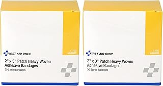First Aid Only 1-750 Heavy Woven Fabric Adhesive Bandages, 2" x 3" Extra Large, 50 Count (Pack of 2)