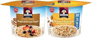 Quaker Instant Oatmeal Express Cups, Maple & Brown Sugar and Honey & Almond Variety Pack, 12 Count (Pack of 1)