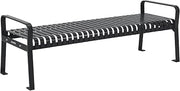 Global Industrial 4'L Outdoor Steel Park Bench Without Back, Black