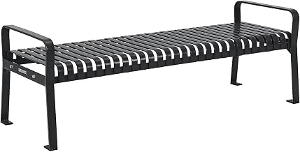 Global Industrial 4'L Outdoor Steel Park Bench Without Back, Black