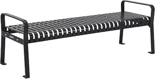 Global Industrial 4'L Outdoor Steel Park Bench Without Back, Black