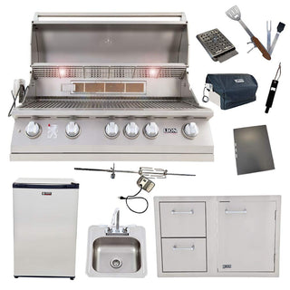 Lion 40-Inch Liquid Propane Grill L90000 with Refrigerator and Door and Drawer Combo and Drop-in Sink with and 5 in 1 BBQ Tool Set Best of Backyard Package Deal by Lion Premium