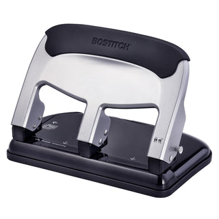 Office EZ Squeeze Heavy Duty 3-Hole Punch for Home Office & School by Bostitch – Original version(Pack of 1), Metal, Silver, Model HP40