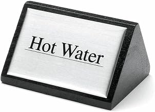 HUBERT Coffee Service Sign Triangular Wooden Beverage Sign Hot Water - 3"W x 1 3/4"H