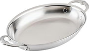 Hestan Provisions Oval Au Gratin Baking Dish, 2 Quart Clad Stainless Steel, 12.5 x 9 Inch - Oven Safe 600F, Kitchen to Table Serving, Designed with Thomas Keller