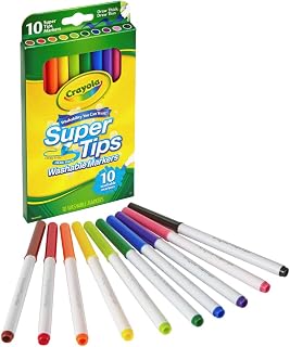 Crayola Washable Super Tips Markers, Washable, 10/BX, AST
