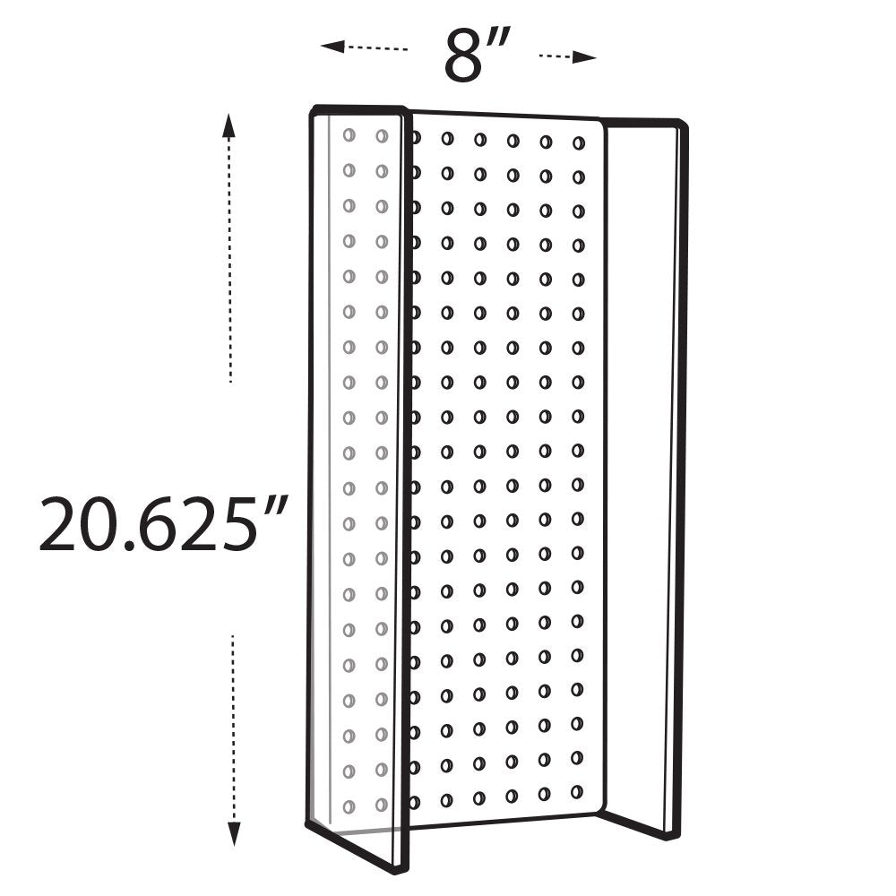 8" W x 20.625" H Pegboard Powerwing Display with 3" W Side Wings in Translucent Red by Azar Displays – Plastic, Model 700359-RED