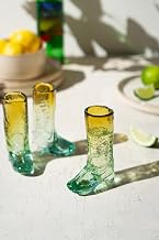 KALALOU Recycled Glass Boot Shot Glass, 4.5-inch Height, Kitchen Accessories, Amber and Blue, CRL6098