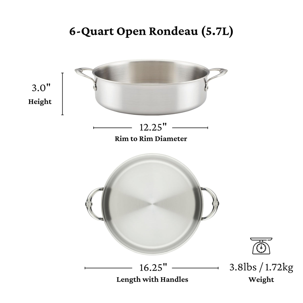 Thomas Keller Insignia by - Stainless Steel 6 Quart Rondeau by Hestan – 6 Quarts, Stainless Steel, Model 31025