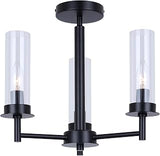 Canarm Ltd. Maverick 3-Light Semi-Flush Mount Ceiling Light, 16-Inch Matte Black Finish with Clear Glass Shades, Transitional Lighting for Kitchen, Dining Room or Entryway
