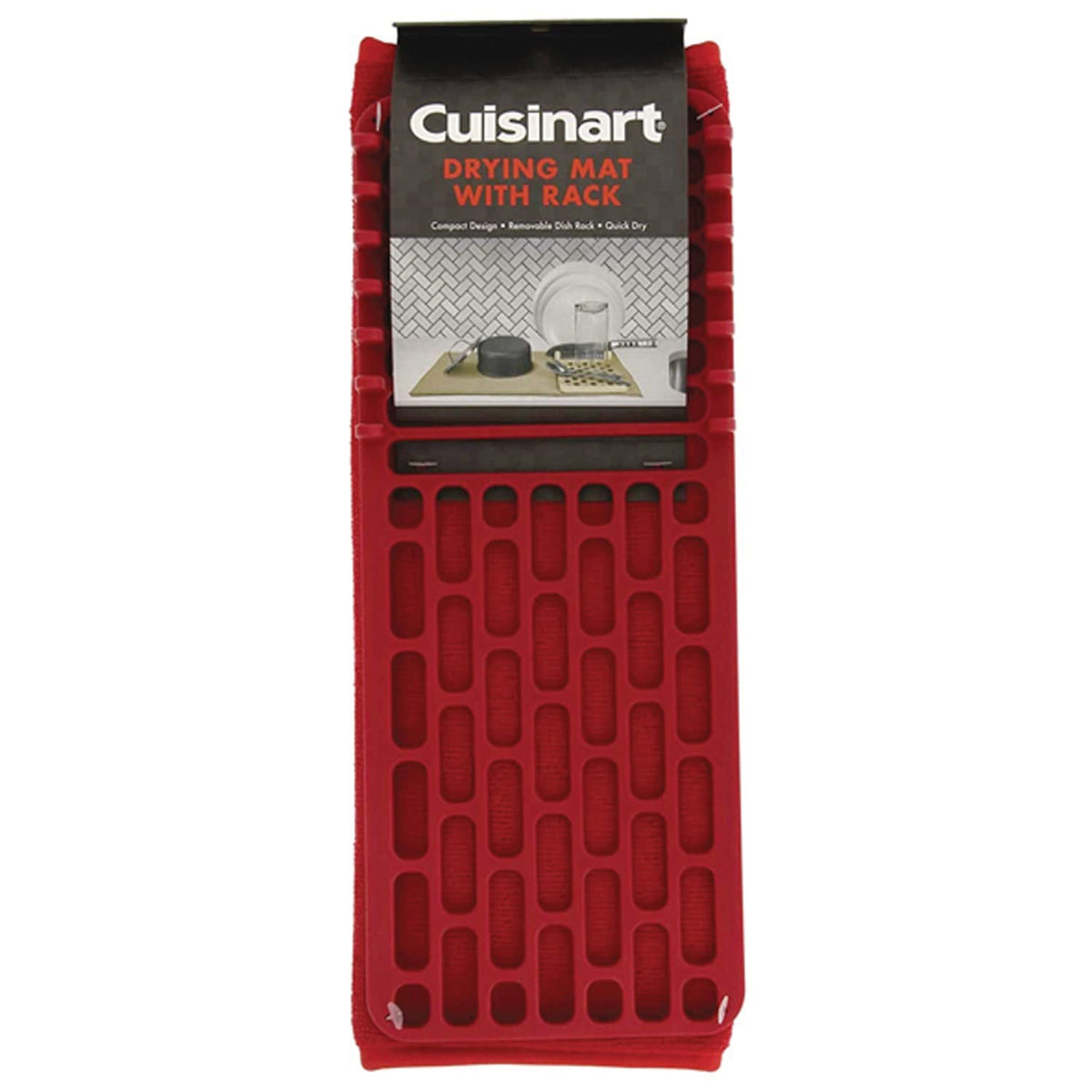 Dish Drying Mat with Rack (Red) by Cuisinart – Standard, Plastic, Red, Model 18US6251RED