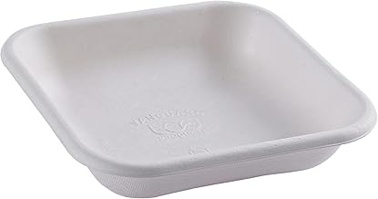 ECO PRODUCTS Compostable 5" To Go Containers, Case of 800, 10oz Vanguard Square Box, Disposable Renewable White Molded Fiber, No PFAS, Tree-Free, Lid Available, ASTM Compliant, BPI-Certified