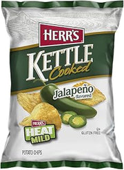 Kettle Cooked Chips (Herr's Kettle Cooked Potato Chips Jalapeno, 2.5 Oz Pack of 3)