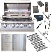 32-Inch Propane Grill L75000 w/ 4 Ceramic Tubes w/ Flame Tray and Made in USA Door/Drawer Como Unit and 5 in 1 BBQ Tool Set Best of Backyard Gourmet Package Deal by Lion Premium