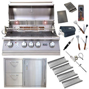 32-Inch Propane Grill L75000 w/ 4 Ceramic Tubes w/ Flame Tray and Made in USA Door/Drawer Como Unit and 5 in 1 BBQ Tool Set Best of Backyard Gourmet Package Deal by Lion Premium