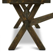 Wooden Dining Bench with X-Style Base by Furnifact – Wood, Distressed Espresso