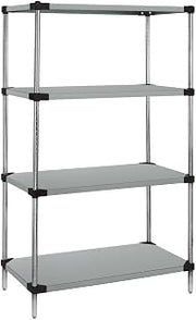QUANTUM STORAGE SYSTEMS WRS4-86-2472SS Starter Kit Solid Shelves Stainless Steel 4 Shelves 86" H x 72" W x 24" D