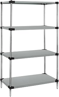 QUANTUM STORAGE SYSTEMS WRS4-86-2472SS Starter Kit Solid Shelves Stainless Steel 4 Shelves 86" H x 72" W x 24" D