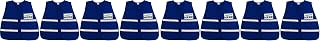 MCR Safety Blue Adult Unisex Vest,Medium,Polyester/Cotton Blend,V-Neck,Regular Fit,Utility Pocket,1" White Reflective Stripe