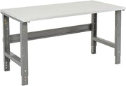 Global Industrial Adjustable Height Workbench C-Channel Leg, 48" W x 30" D | 1-1/4" ESD Square Edge Top, Gray Frame, Industrial Workbench
