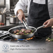 8-Inch SS Honeycomb Fry Pan by Hamilton Beach – 8 Inch, 1.4 liters, Stainless Steel, Silver, Model HHC-FP8