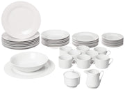 Simply Round 45 Piece Dinnerware Set by 10 Strawberry Street – One Size, Porcelain, White, Model SM-4500-RD-W