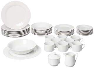 Simply Round 45 Piece Dinnerware Set by 10 Strawberry Street – One Size, Porcelain, White, Model SM-4500-RD-W