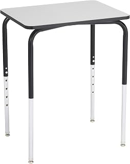 Learniture Collaborative Adjustable Height Student Desk for Classrooms and Offices, Heavy-Duty School Desk with Adjustable Legs, Set of 2, Gray/Black