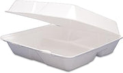 Dart 95HT3R Lg 3 Comp Foam Hinged Container, 9.5 in (Case of 200)
