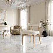 Boucle-Upholstered Side Chair with Ash Wood Legs by Starlight Canyon Home – Boucle,Wood, Beige