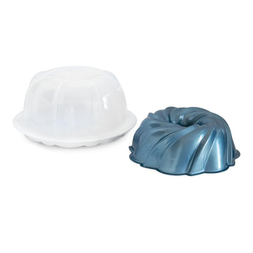 Formed Swirl Bundt with Keeper by Nordic Ware – 10 Cup, 10.0 cups, Aluminum, Twilight Blue with Keeper, Model 52022AMZM