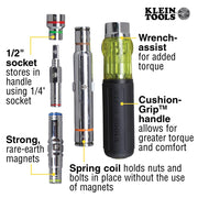 KLEIN TOOLS 7-in-1 Nut Driver / Black / 1 Nut Drivers