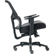 24 Hour Big & Tall Mesh Back Chair w/High Back & Adj. Arms by Global Industrial – 2.33 ft x 2.08 ft x 3.67 ft, Faux Leather, Black, Model 639637V-SRL-17WA