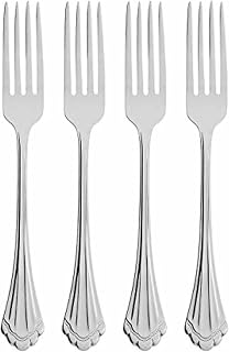 Oneida Marquette Fine Flatware Salad Forks, Set of 4, 18/8 Stainless Steel, Silverware Set, Dishwasher Safe, Silver