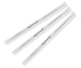 Compostable Wrapped Plastic Straws by Vegware – 8.25", PLA, Translucent (Wrapped), Model VW-STPLA8255-GSW