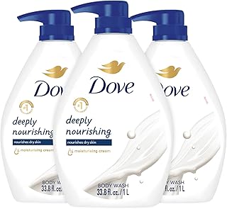 Dove Body Wash, Deeply Nourishing, Value Size 3-Pack – Moisturizing Shower Soap Liquid for Softer, Smoother Skin, 33.8 Oz Ea