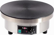 KRAMPOUZ Commercial Electric Crepe Maker, Single Round CEBIF4220 | Cast Iron Cooking Surface, Thermostatic Temperature Control, Countertop Crepe Station, 220V, ETL Certified