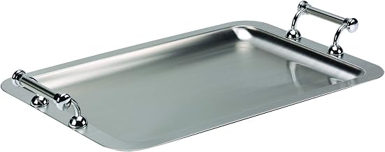 Service Ideas Tray with Handles, 20" x 12.5", Stainless Steel | TRRTH2012BS in Brushed