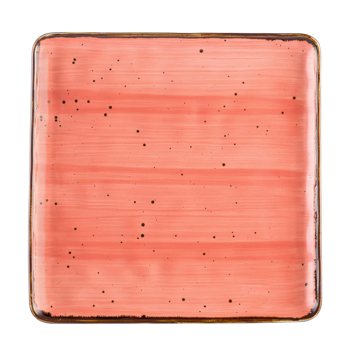 TUCSON Reactive Glaze Porcelain Square Plate 10x10x1/2 Coral by CAC China – 10x10x1/2", Porcelain, Coral, Pack of 12, Model TUS-SQ16-CRL